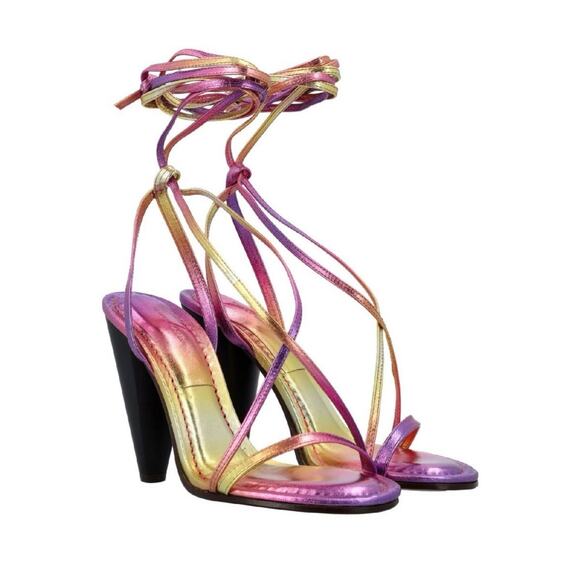 Isabel Marant Aliza 40/US 10 Strappy Ombre Metallic Pink Heel Sandals - Picture 1 of 12